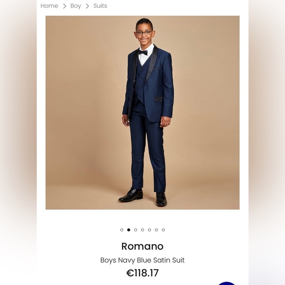 Boys Navy Blue Satin Suit - Size 4 - Picture 3 of 5